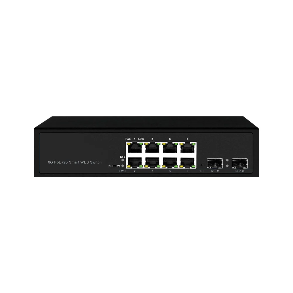 Imagem -02 - Poe Completo do Gigabit ou Webswitch Não Esperto Portos Sfp 8x10x100x1000m 2x1000m