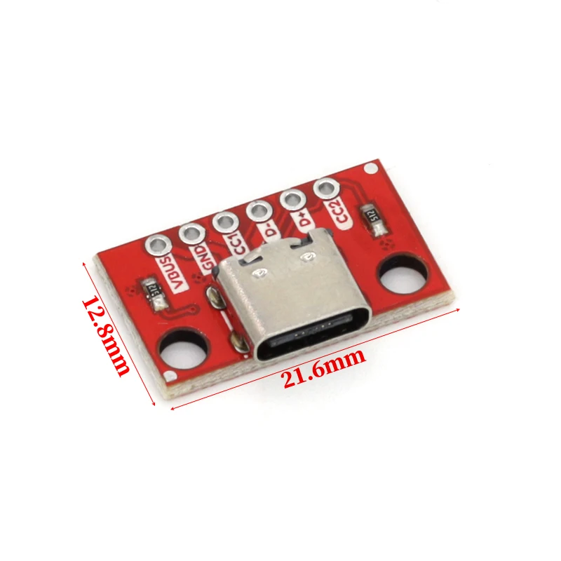 5PCS 2.54mm USB TYPE-C naar PCB Datatransmissie Power Adapter Pin Board Test Board Soldeer Vrouwelijke DIP connector Socket
