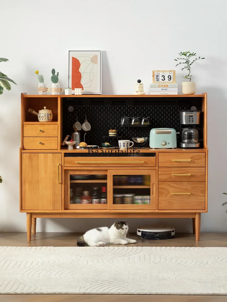 

FG44Nordic Solid Wood Sideboard Storage Wall Integrated Wire-Wrap Board Cherrywood Storage Cabinet