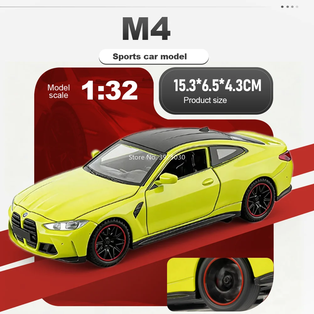 

1:32 Alloy M4 MAEXTRO S800 Diecast Miniature Car Model Toys Pull Back Doors Opened Rubber Tire Vehices Collection for Boyfriend
