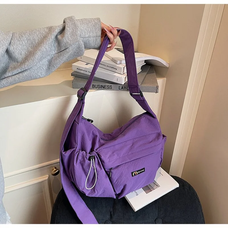 2025-bolsa-de-ombro-Unico-de-verao-bolsa-feminina-costurada-bolsa-com-ziper-bolsa-dumpling-tamanho-Unico-cor-solida-algodao-espacial