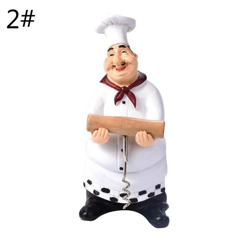 1Pc Retro Chef Model Ornament Resin Crafts Mini Chef Figurines White Top Hat Cooking Home Decor