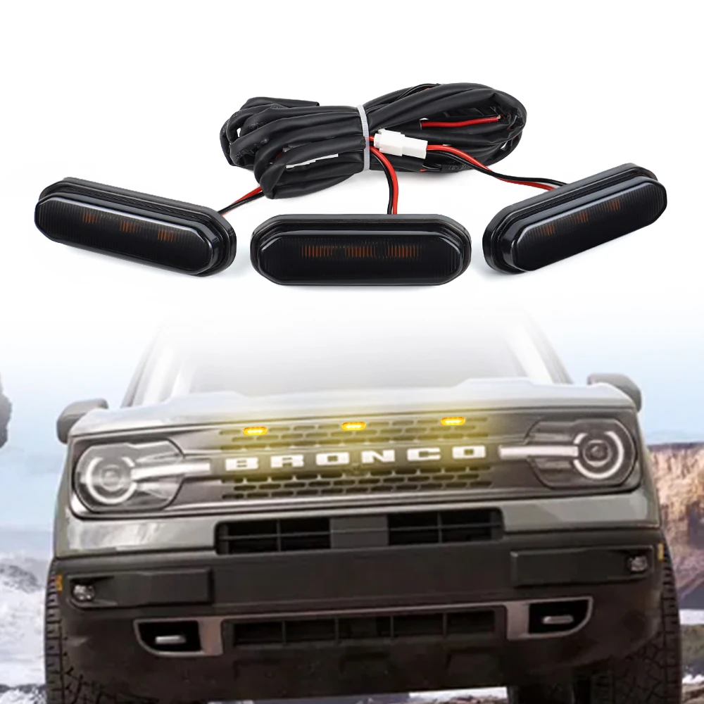 Front LED Grille Lights for Ford Bronco Sport Badlands 2021-2024