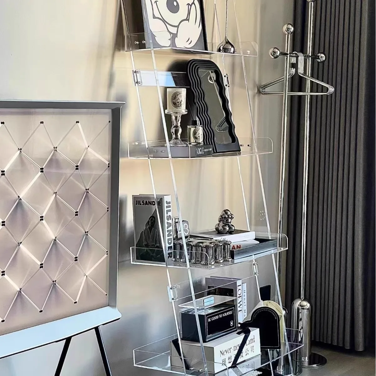 Acrylic shelf against the wall Bookshelf Living room display stand Flower stand Multi-layer storagedisplay stand Simplestorage