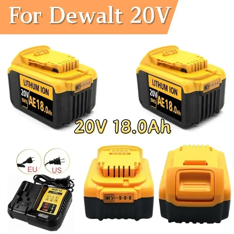 New 100% Original 18000mAh 20V for Dewalt Power Tool Battery DCB206 20V 18.0Ah Battery DCB200 20V Battery DCB205 DCB200 DCB204-2