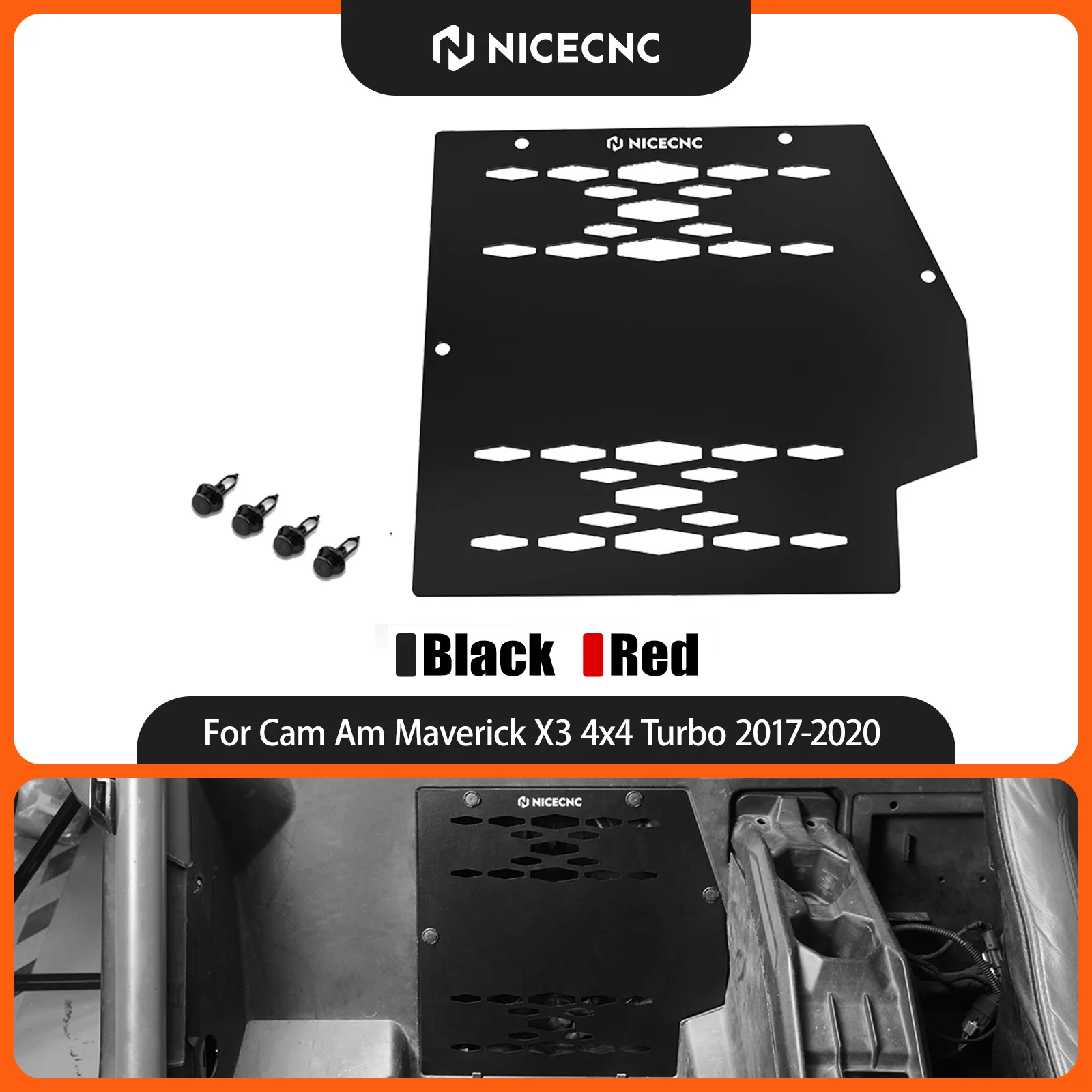 NICECNC For Cam Am Maverick X3 4x4 Turbo 2017-2020 UTV Battery Cover Guard Kit For R Turbo XDS Accessories Aluminum