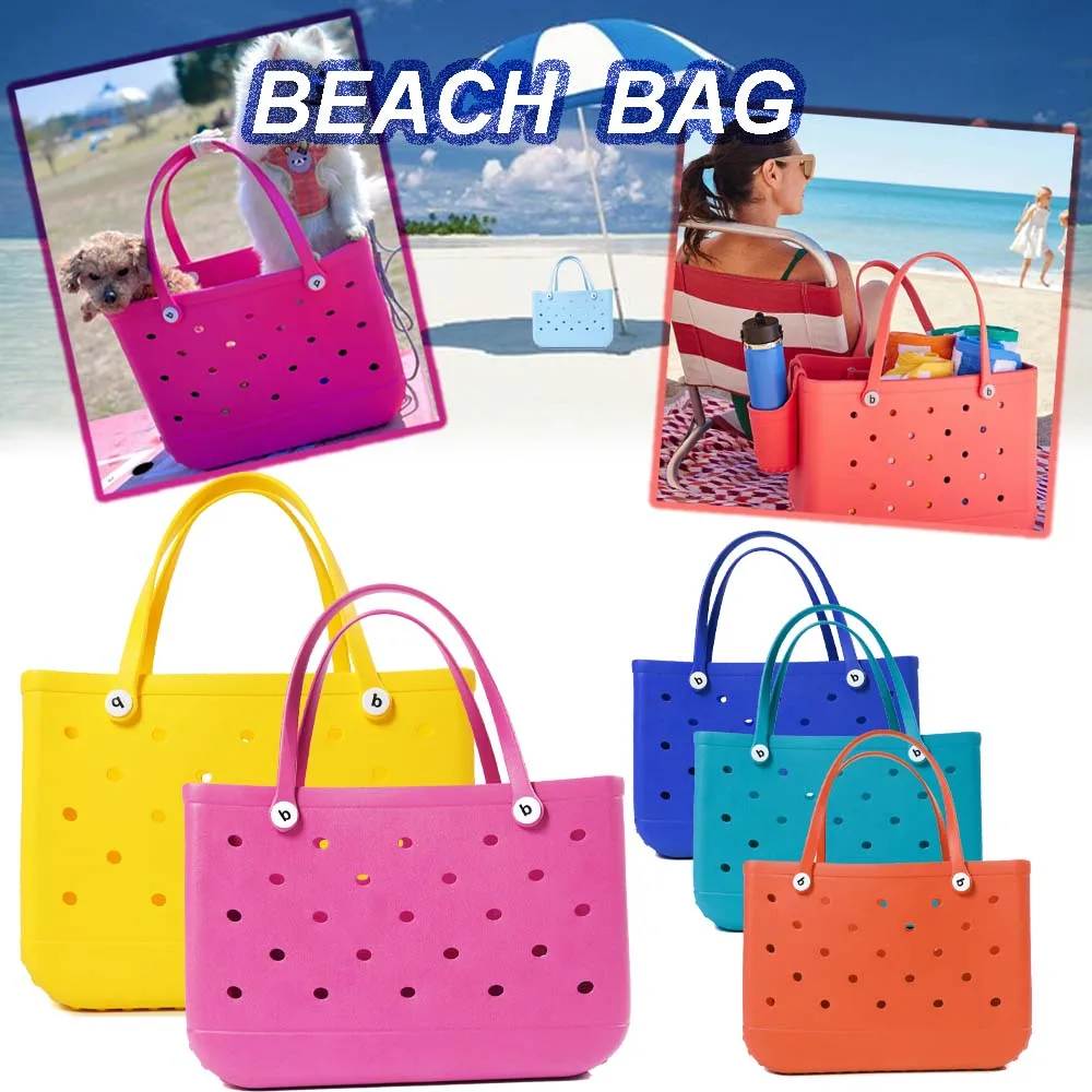 

Bag Kid/Adult Gift L Size 36*32*12cm Tote Shoulder Handbag EVA Rubber Waterproof Basket Fashion Girls Beach bags for Travel