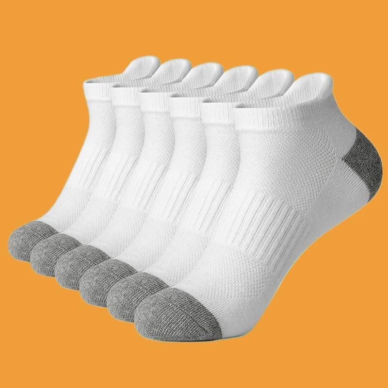 6/12 Pairs New High Quality Fashion Men Women Cotton Short Socks Sports Solid Color Cycling Breathable Mesh Running Thick Socks