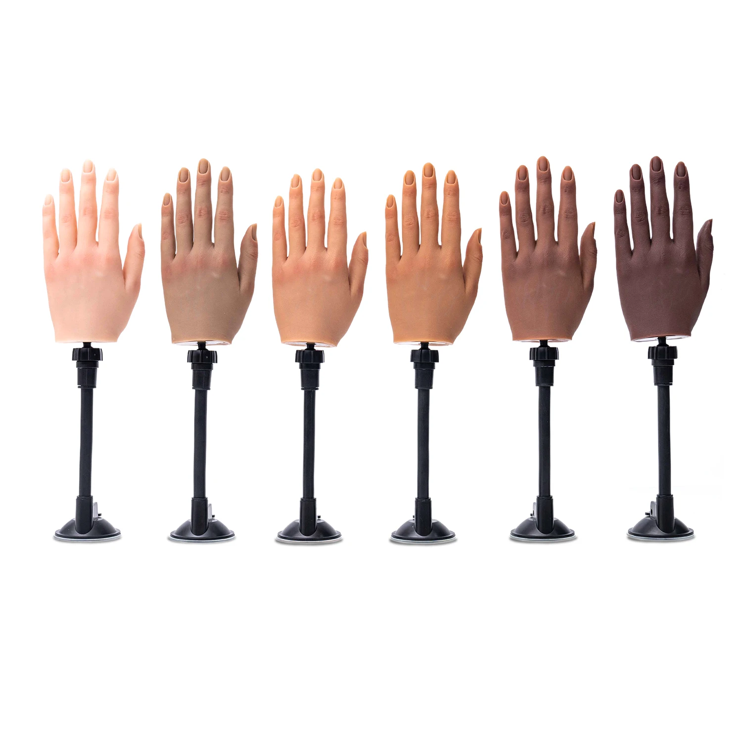 Soft Silicone Practice Hand Fake Left Hand With Stand for Manicure Nail Training Display Flexible Soft Adjustable Fingers