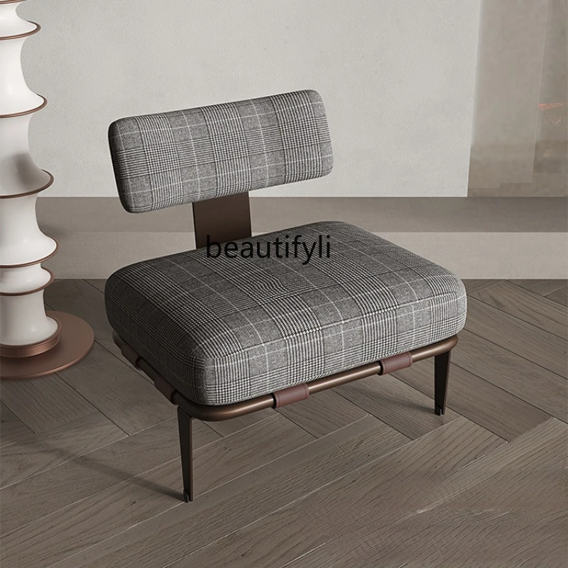 

yj Modern Light Luxury Single Sofa Italian Minimalist Style Houndstooth Pattern Chair Leisure Chair Designer