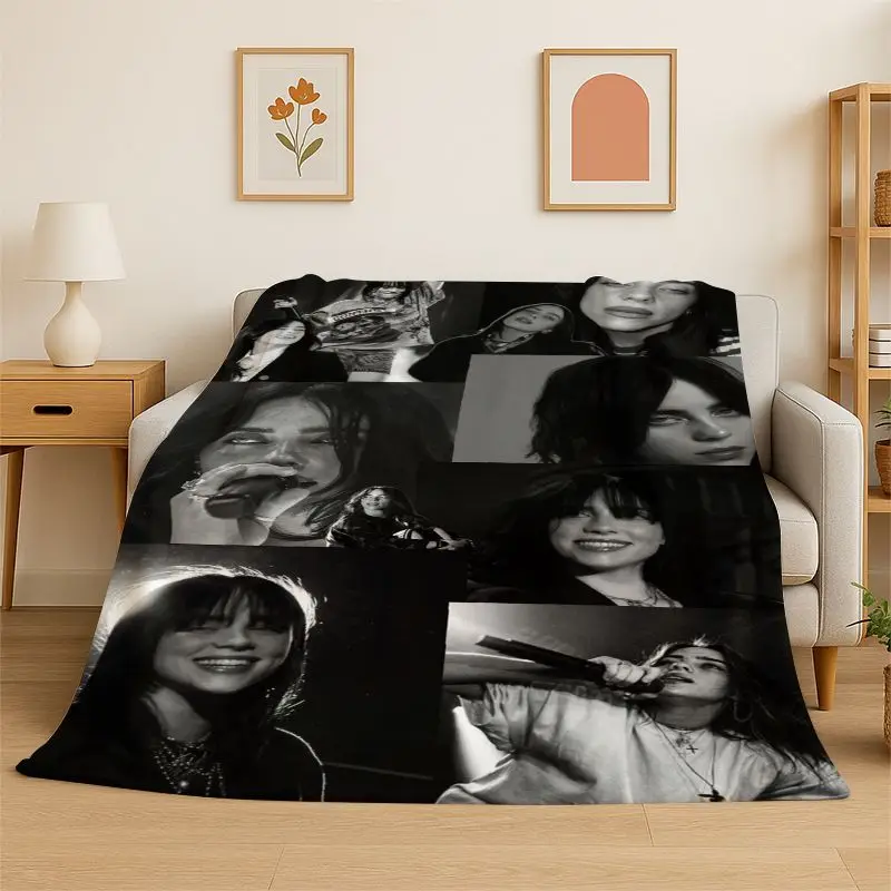 Famous Singer Billie Eilish Star Soft Flannel Throw Blanket,Warm Cozy Blanket for Bed,Couch,Sofa,Bedroom,Living Room,Travel