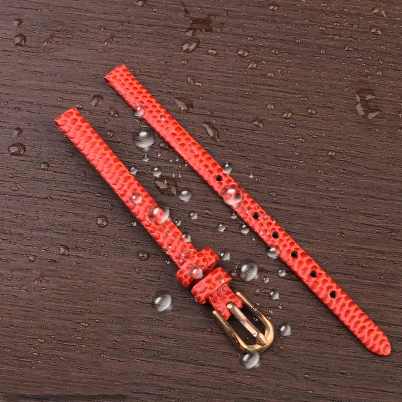 For Rose-mont women's small size, ultra-thin lizard pattern cowhide watch band with rose small square watch chain 6mm