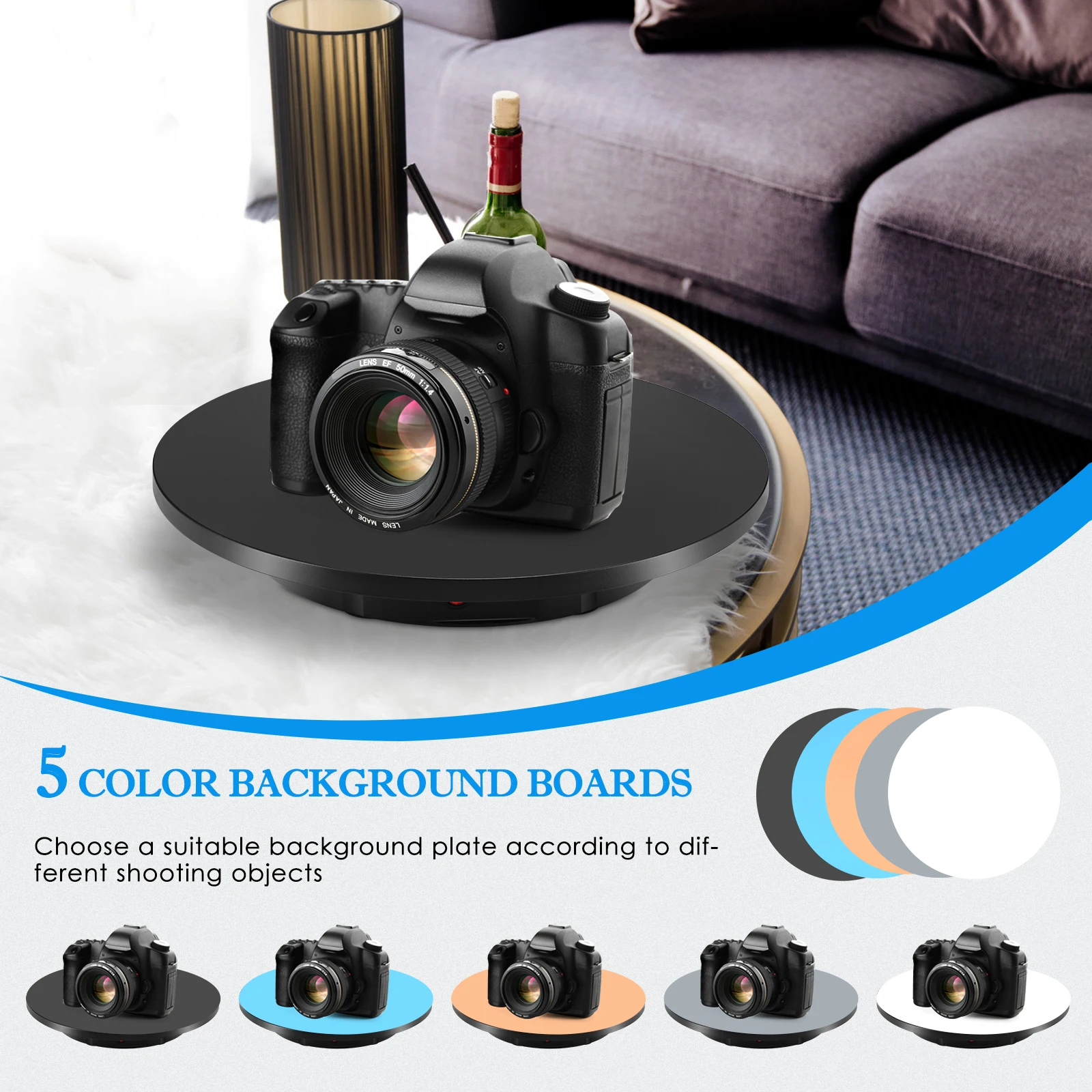 Imagem -06 - Rotativo Display Stand para Fotografia Backdrop 360 ° Panorâmica Tabela Display Automático Turntable para Shooting Booth 42cm 100kg