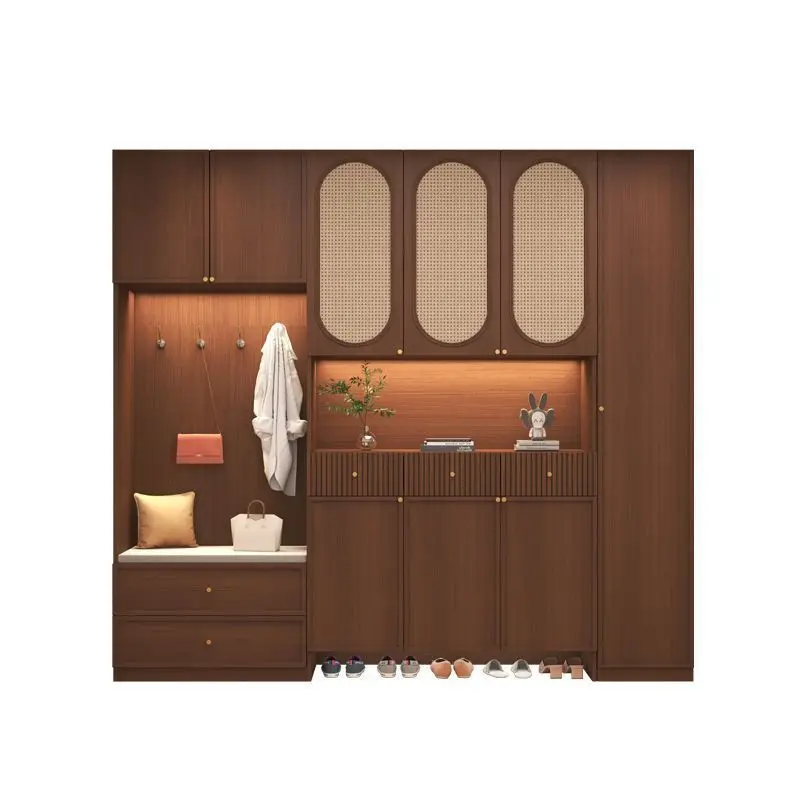 Shoe cabinet Entrance cabinet Integrated French medieval partition cabinet Replaceable shoe stool Entry foyer Multi-layer locker