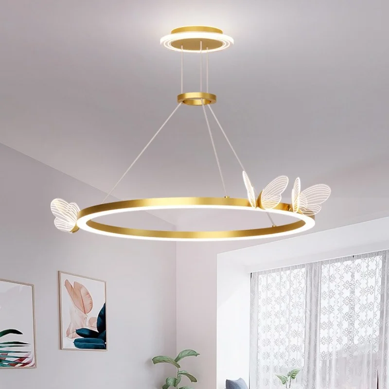 Nordic Butterfly LED Chandelier Diningroom Bedroom Parlor Hanging Light Fixtures Gold Loft Romantic Decoration Suspension