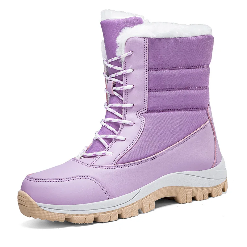 

Waterproof Winter Boots Plush Women Mid-Calf Boots Cold-Proof Long Boot Outdoor Snow Boot Warm Women Shoes Botas Para Hombre