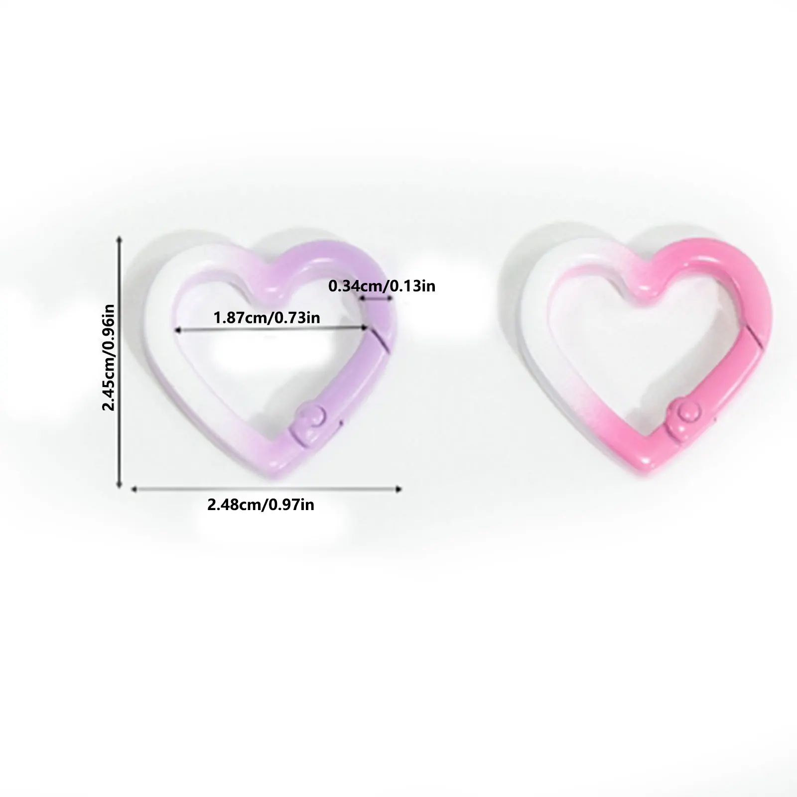 8 PCS Durable Mixed Color Aluminum Alloy Heart Gradient Climbing Carabiner Carabiner, Powerful Key Ring Hook