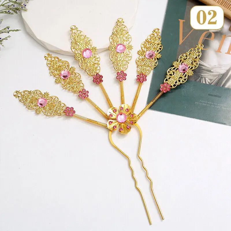 Women Ancient Hanfu Thai Headdress Leaf Headwear Hair Clip Umbrella Hair Sticks Hair Jewelry Bride Wedding Accessories