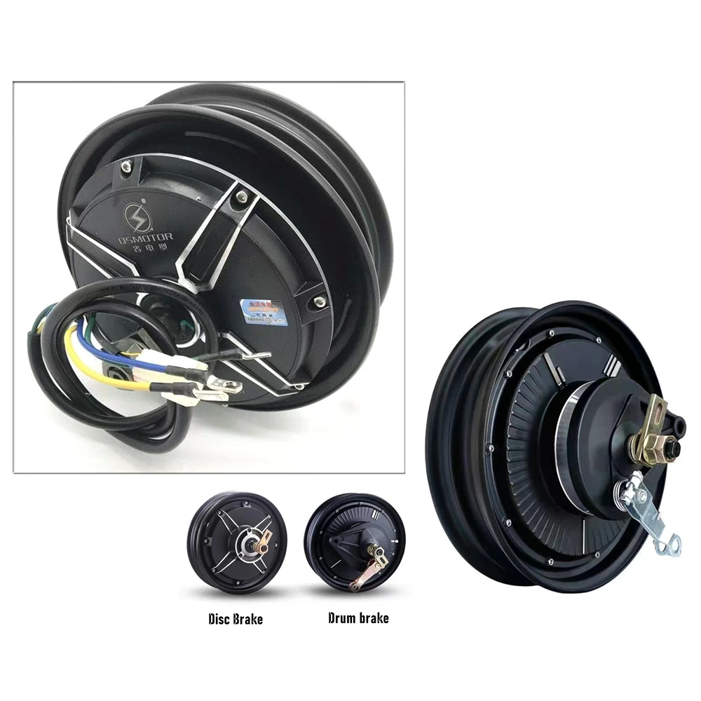 QS MOTOR 10 pouces 60V 72V/1000W-3000W moteur de moyeu cc sans brosse haute puissance pour e-scooter roue arrière frein à tambour/moteur de moyeu de frein à disque