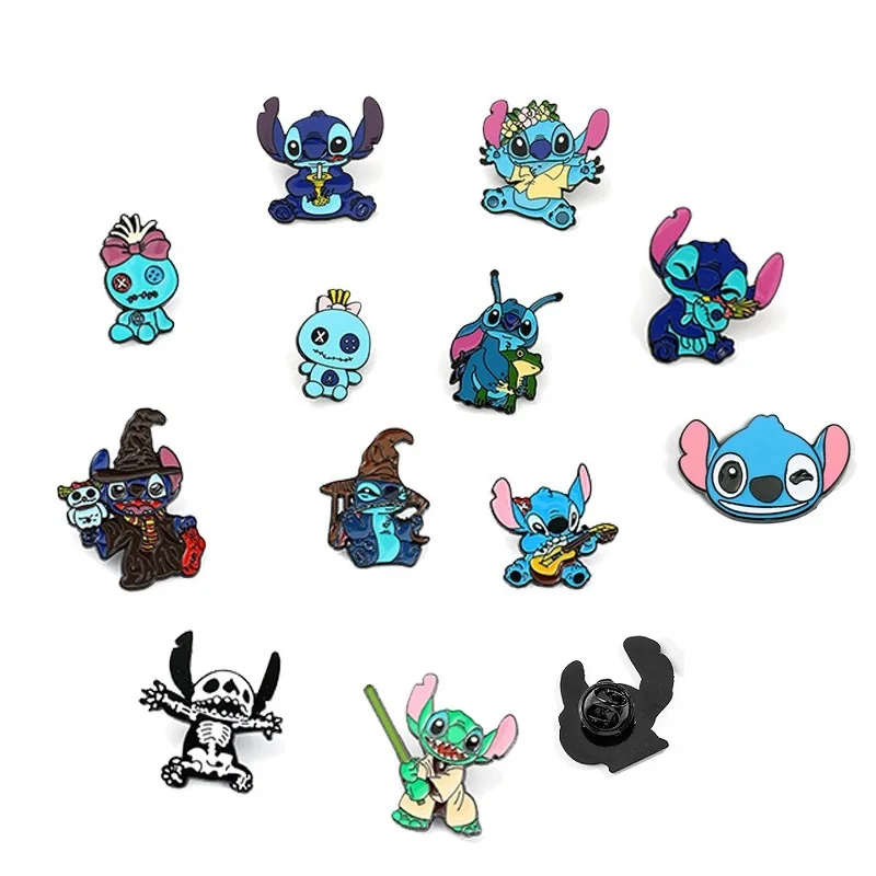 

1-12Pcs Anime Stitch Disney Enamel Pin Brooches For Lapel Pins Badge on kids Backpack Clothes Accessories Fashion badges Gifts