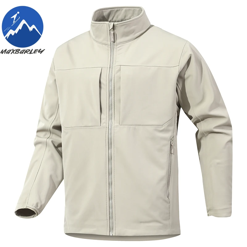 

Maxbarley Hiking Soft Shell куртка мужская уличная легкая водонепроницаемая ветровка пальто 2026 новая весенне-осенняя рабочая куртка с воротником-стойкой