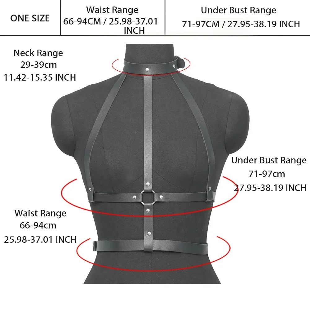 حزام نسائي على الموضة على طراز الشارع حزام مشد بحمالات للنساء من الخصر إلى الكتف من الجلد ملحقات الملابس القوطية