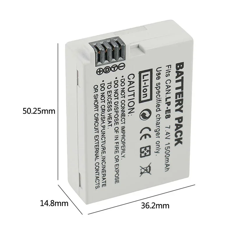 7.4V 1500mAh LP-E8 LP E8 LPE8 DSLR Li-ion Camera Battery For Canon EOS 600D 650D 550D 700D T4i T5i Rebel T2i Battery