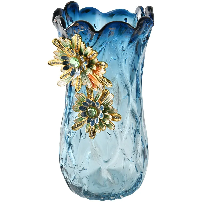 Zml Glasvase Rosenvase transparente Hydrokultur-Emaille-Vase Wohnzimmer-Ornament