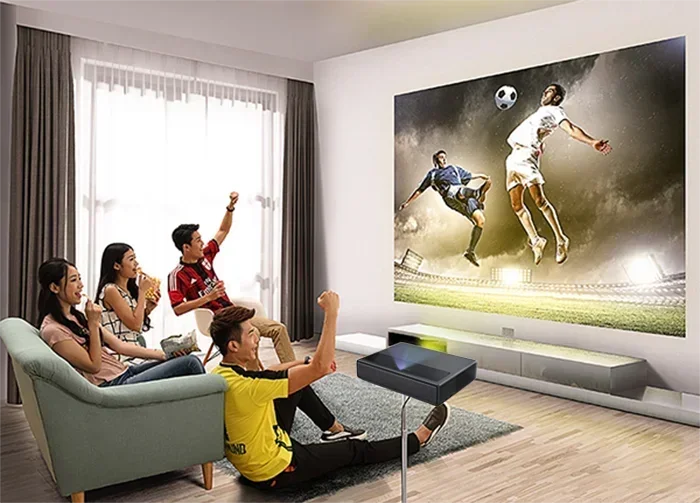 Gift Set Top Box，Flyin M1 5000 Lumens 3D 4K Home Theater Android Ultra Short Throw Laser TV with 300 Inch S