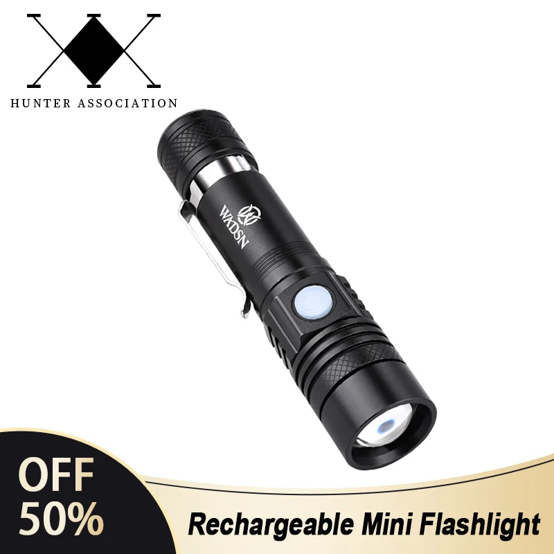 WADSN Adjustable Brightness Strong Magnet Rechargeable MINI Flashlight Powerful High Lumens Type-C USB Camping Outdoor Light