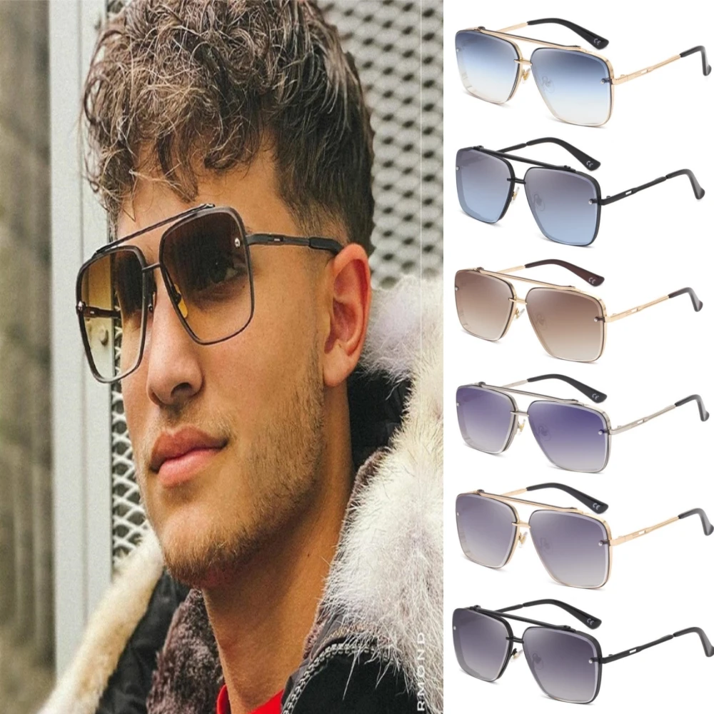 Square Sunglasses Men's Fashion Casual Metal Frameless Cut Edge Sunglasses Women's Trendy 2024 New Style