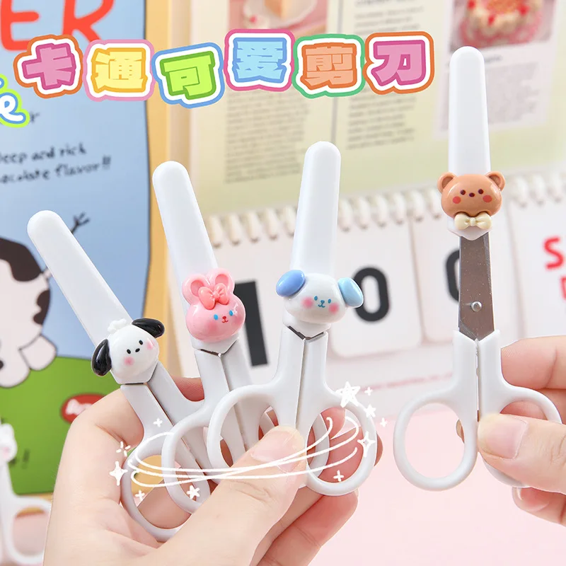 Cute Bear Dog Animal 105mm Stainless Steel Safety Round Head Mini Scissors School Office Supply Child Student Stationery Gift