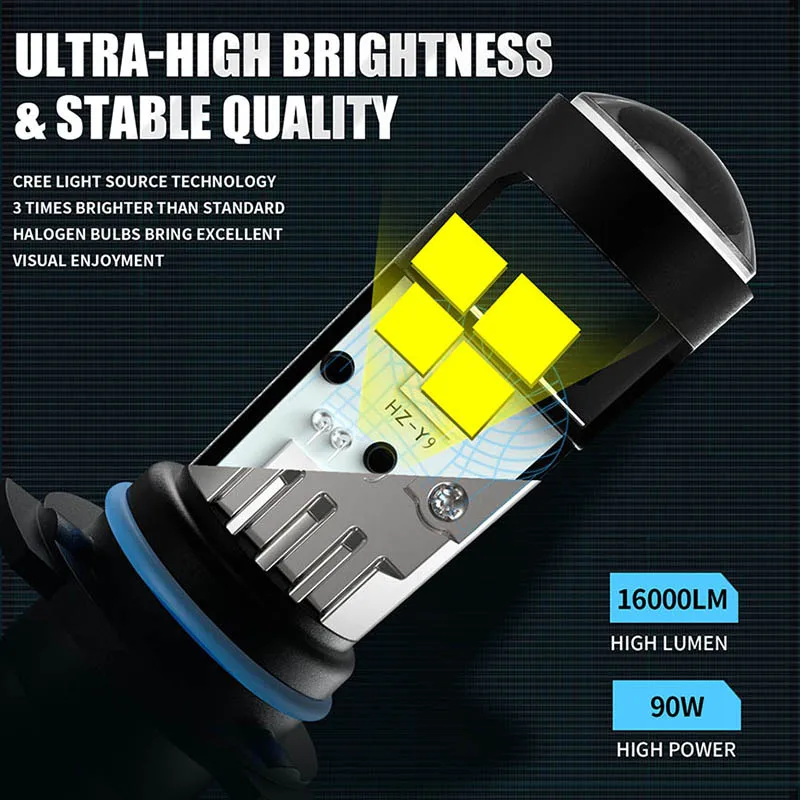 H7 Car LED Headlight 70W 12000LM Projector Lens Bi-LED High Low Beam H11 H8 H9 9005 9006 HB3 HB4 Auto LED Bulbs