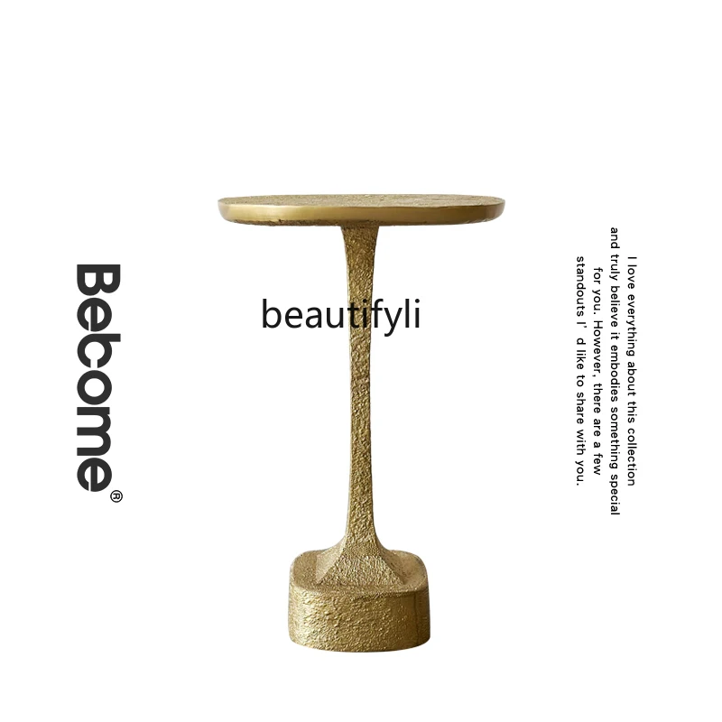 Modern Light Luxury Creative Design Brass Nail Side Table Bedside Supporter Corner Table Living Room Sofa