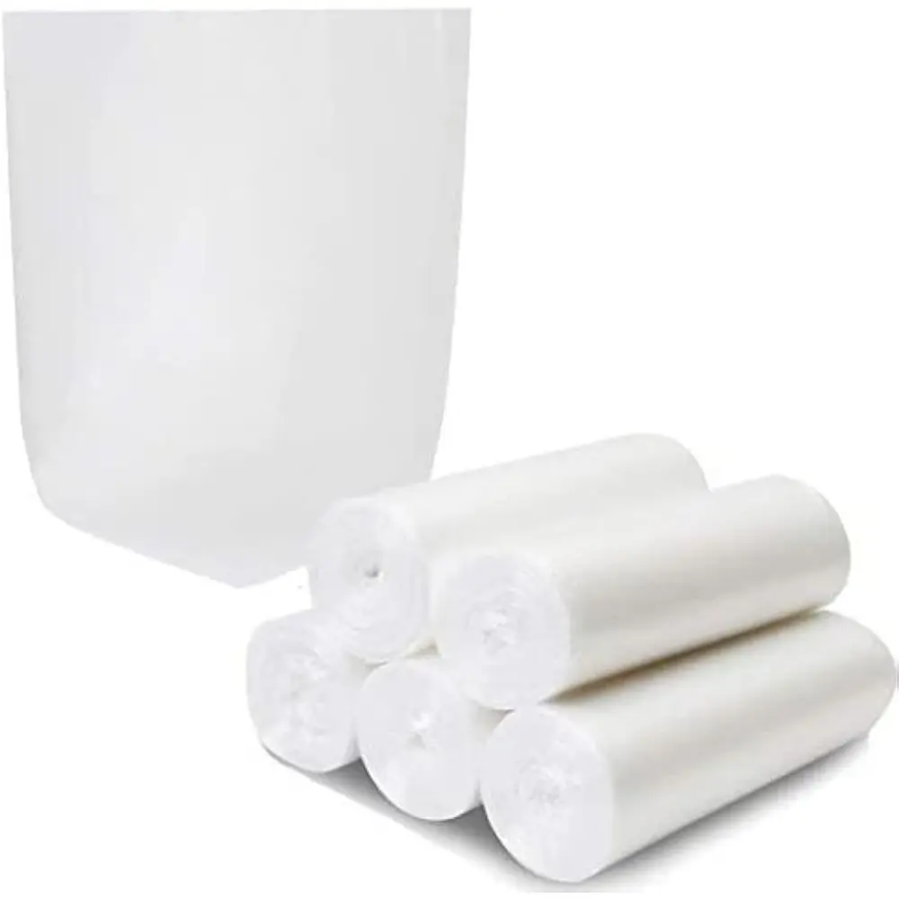 

Heavy-Duty 4 Gallon Trash Bags - 125 Clear White Liners for Wastebaskets, Kitchen, Home, and Office Use