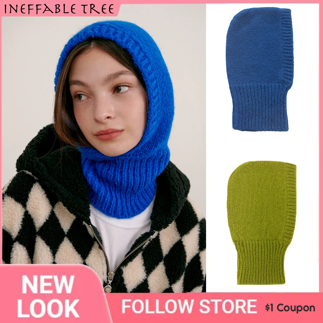 Y2k Women Knitted Balaclava Cap Winter Outdoor Unisex Men Warm Ear Protection Scarf Wool Pullover Snood Hat Collar Bonnet