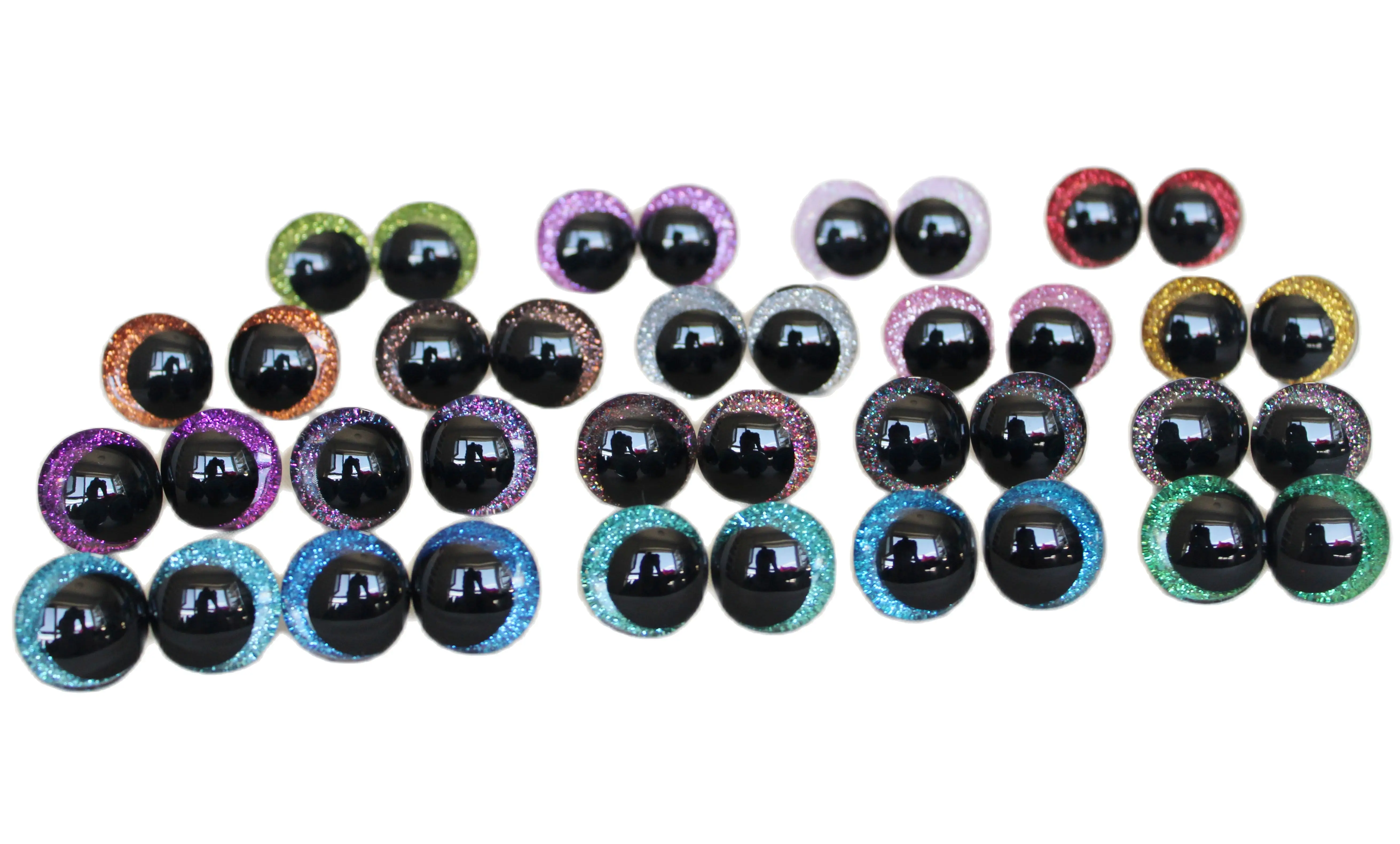 10 Paare 12mm 14mm 16mm 18mm 20mm 25mm 30mm 35mm 3d komische runde Glitzer-Spielzeug augen mit harter Unter leg scheibe für Plüschhandwerks-n19