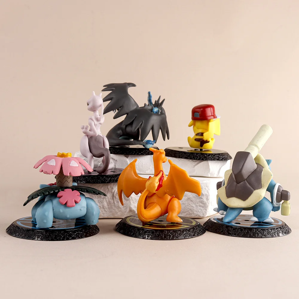 Pokemon 6 Pcs/Set Anime Figure Pikachu 6-7cm Figure Charizard Blastoise Squirtle Bulbasaur Action Figures Model  toys Gifts