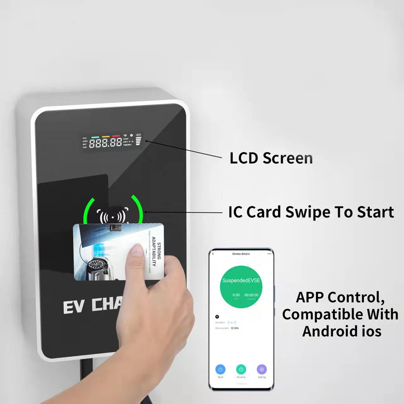 Smart ev charging station level 2 40a electric vehicle wall charger ev 10kw ev charger type 1