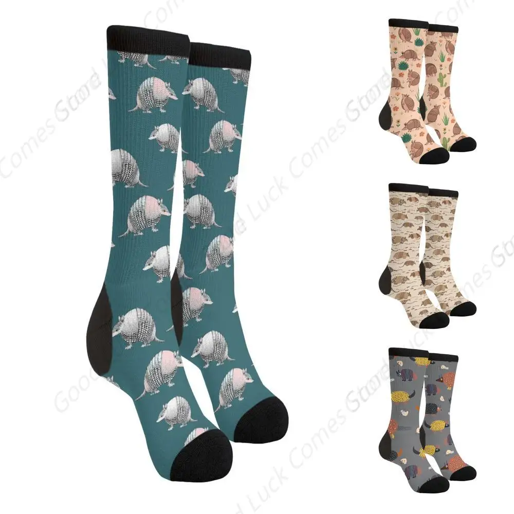 Cute Armadillo Track Wild Animal Possum Opossum Cactus Casual Unisex Novelty Fun Crew Socks Fashion Comfortable Men And Women