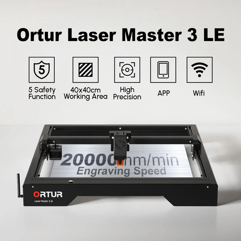 ORTUR-máquina de corte láser Master 3 LE, potente conexión de teléfono, Engarving, Metal acrílico, carpintería, herramientas de bricolaje, cortador