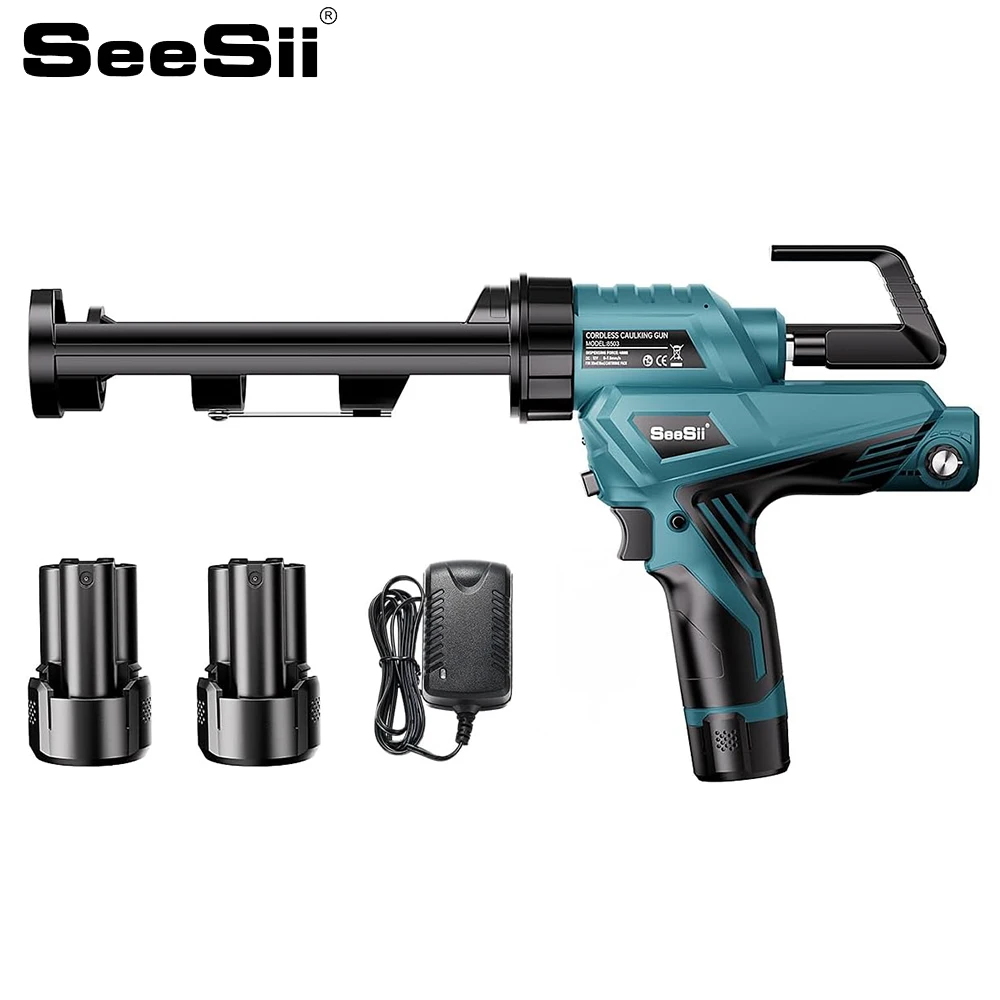 

SEESII Electric Caulking Gun Cordless Cement Glass Adhesive Glue Seal Sealant Tool Wireless Glass Glue Gun for Filling Sealing