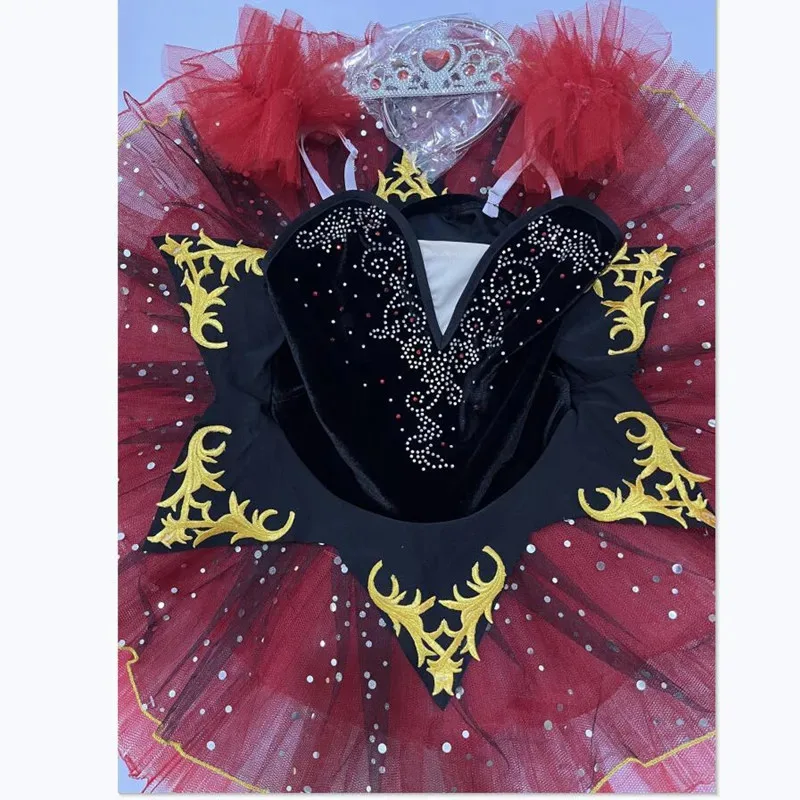 Red Black Professional La Esmeralda Cosplay Ballet Kids Platter Pancake Tutu Dress Girls Women Ballerina Party Costume ft1/