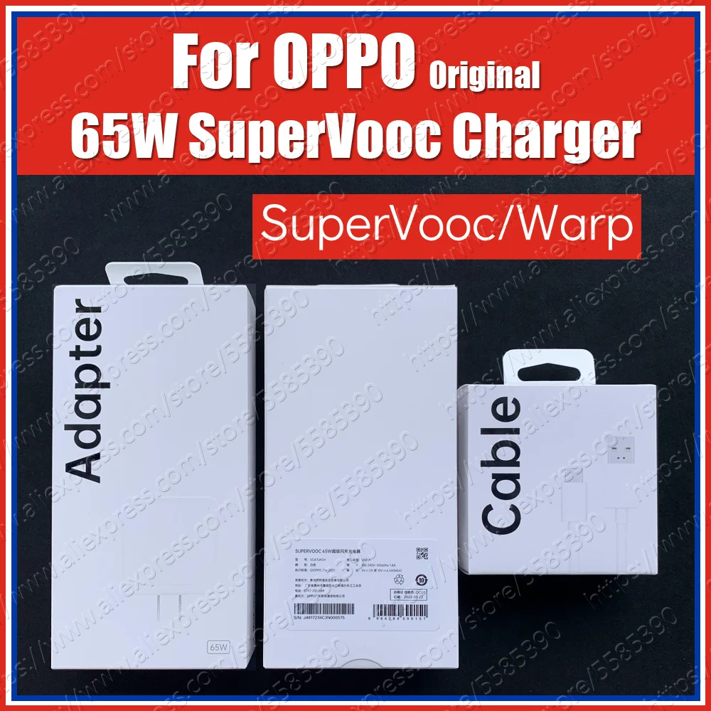 VCA7JACH OPPO 65W SuperVooc Charger Power Adapter For OPPO Find X3 Pro X2 Pro Reno7 Pro 6 Pro 5 4 K9 Pro Realme GT2 Pro GT Neo2