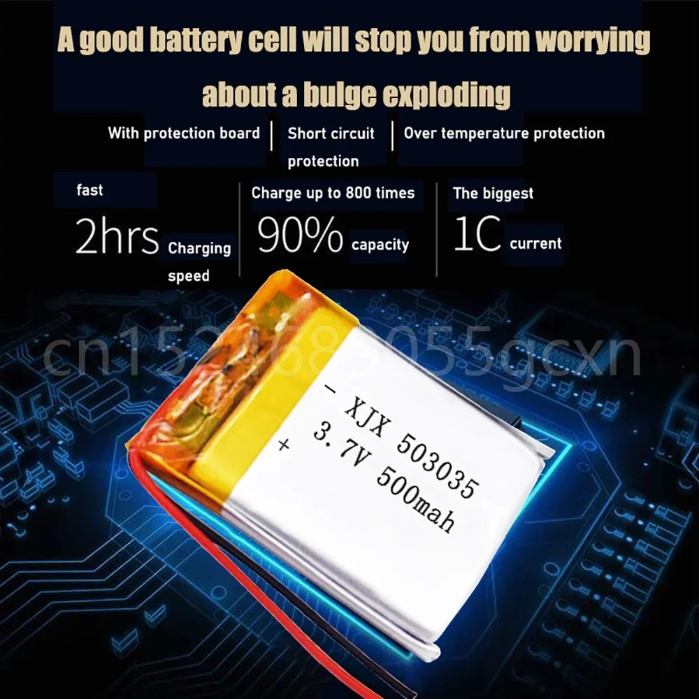 503035   Batteria ai polimeri di litio da 3,7 V 500 mAh Batterie ricaricabili Lipo agli ioni di litio da 3,7 V Volt per navigazione GPS MP3 DVD