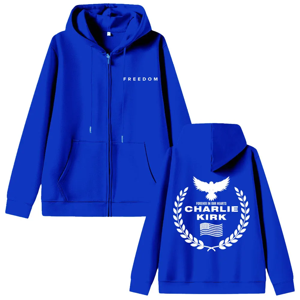 Charlie Kirk Freedom Zipper Hoodie Men Women Clothing Tribute Memorial American Hero Zip Up Hoodies Man Patriotic Activism Coat