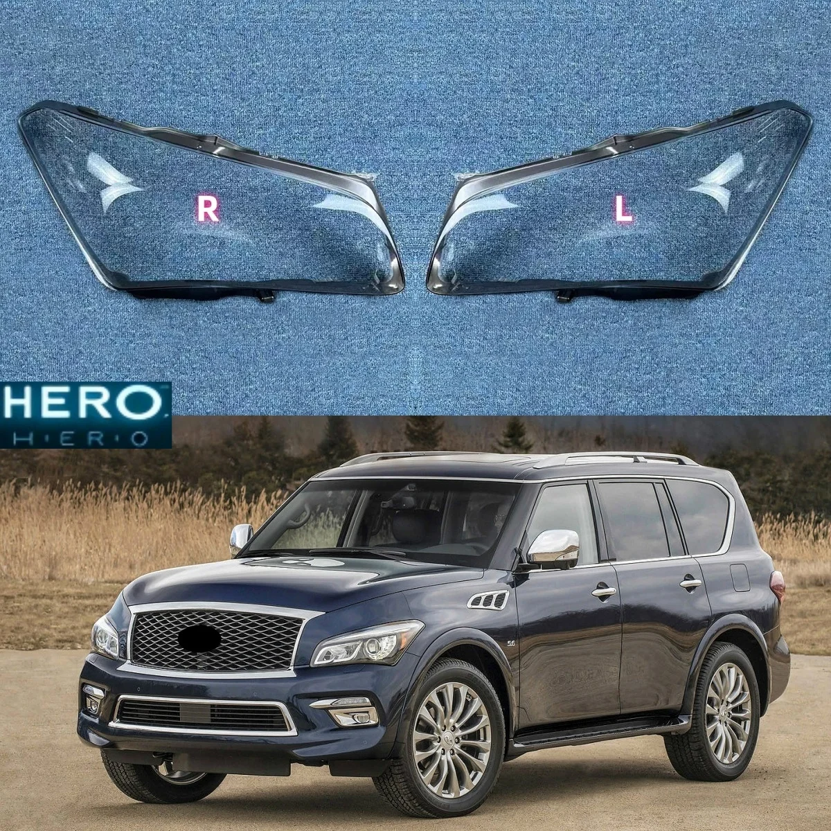 

For Infiniti QX80 2014 2015 2016 2017 Headlamp Shell Headlight Lamp Cover Transparent Lampshade Replace Original Plexiglass Lens