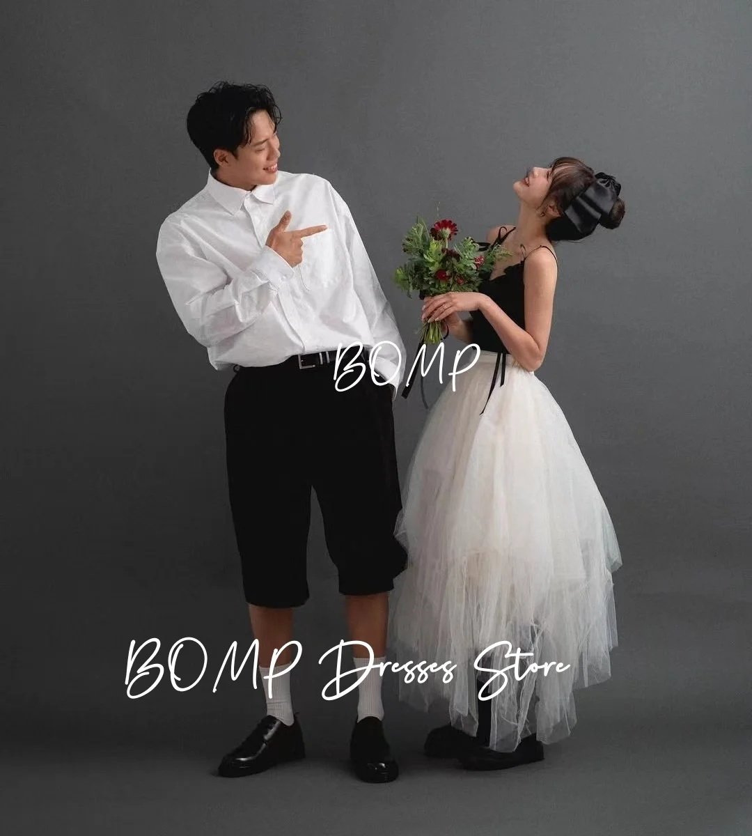 ZHIO – robe de soirée de mariage coréenne, couleur contrastée, bretelles Spaghetti, en Tulle, ligne a, pour séance Photo, robe de réception de mariée personnalisée