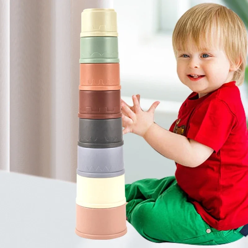 Baby Stacking Cup Toys Baby Early Educational Toys Stacking Tower Montessori Toys Baby Bath Children Gift Dropshipping