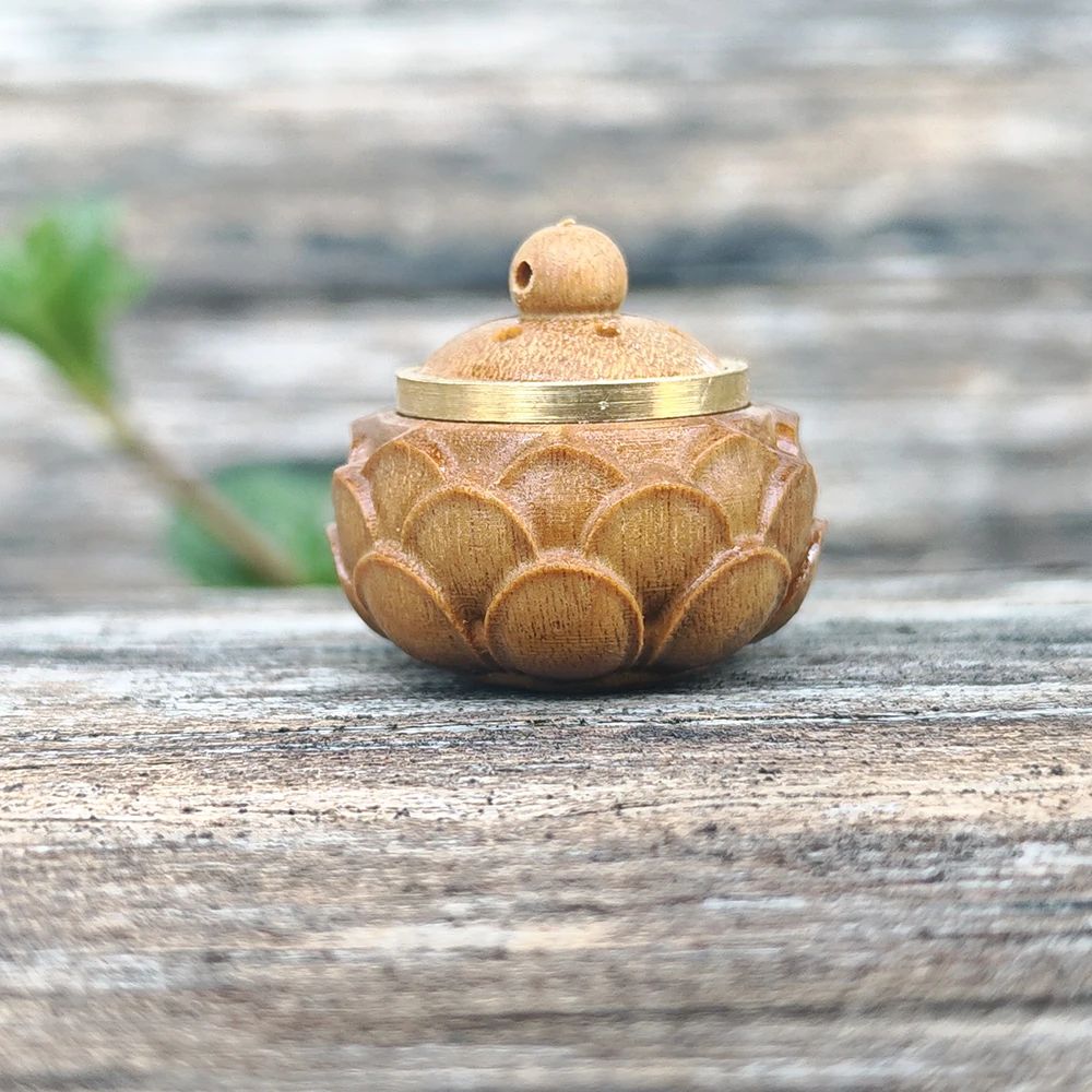 0.8 Inch Wooden Lotus Fragrance Sachet Ornament, Openable, Simple Style, Suitable for Housewarming Gifts, New Year Gifts, Office, Creative Desktop Decorations, Birthday Gifts, Holiday Decorations